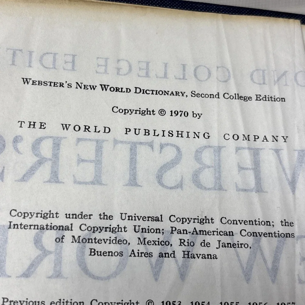 1970 Webster's New World Dictionary Of American Language Second College Edition